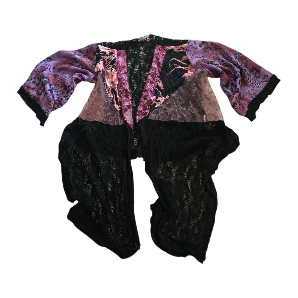 Vintage Spencer Alexis Boho Flowy Purple Kimono Goth whimsygoth Velvet Top Y2K